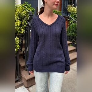 Brandy Melville Ida Cable Knit Sweater | Size Medium | Navy | Oversized